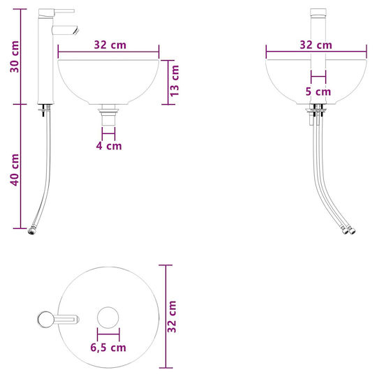vidaXL Πάγκος χωρίς Νιπτήρα Μ33xΒ34.5xΥ100cm Μαύρο