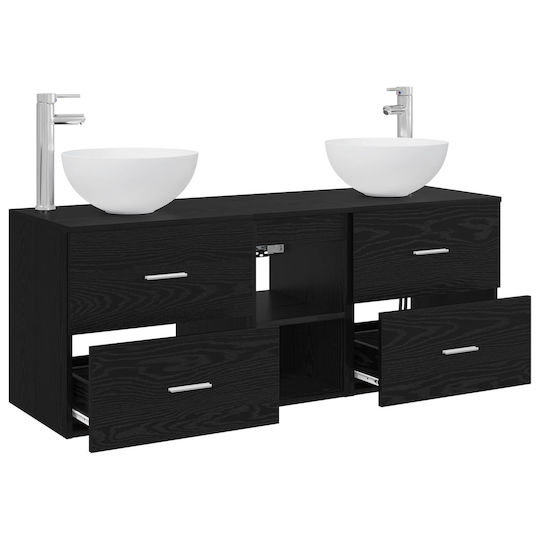 vidaXL Badezimmer Waschtisch-Einheit M49.5xB35xH63cm Schwarze Eiche