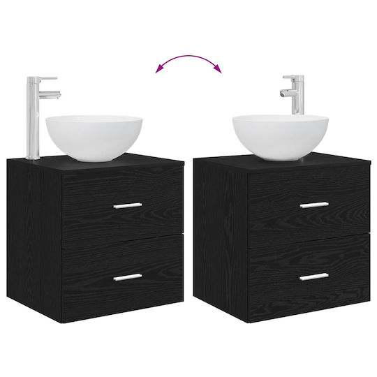 vidaXL Badezimmer Waschtisch-Einheit M49.5xB35xH63cm Schwarze Eiche