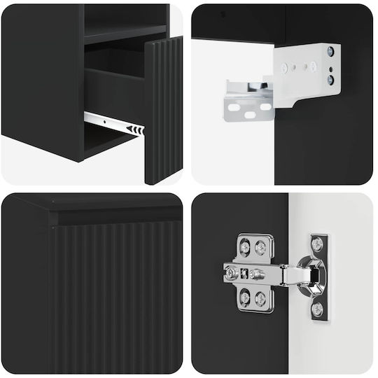 vidaXL Bathroom Vanity Unit Without Sink W53xD35xH63cm Black