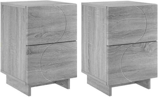Nachttische Holz Grau 2Stücke 33.5x34.5x50cm