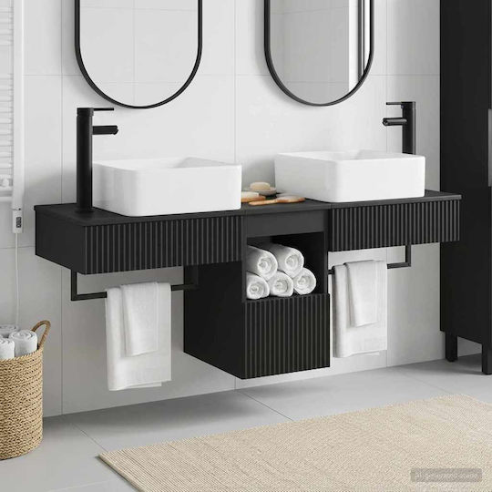 vidaXL Badezimmer Waschtisch-Einheit M53xB35xH39cm Schwarz