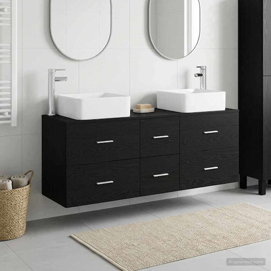 vidaXL Badezimmer Waschtisch-Einheit Ohne Waschbecken M49.5xB41xH63cm Schwarz