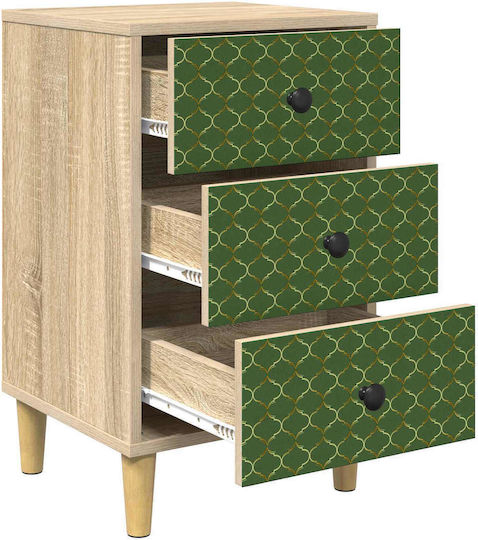 Wooden Beige Bedside Tables 2 Pieces 36x33x60cm