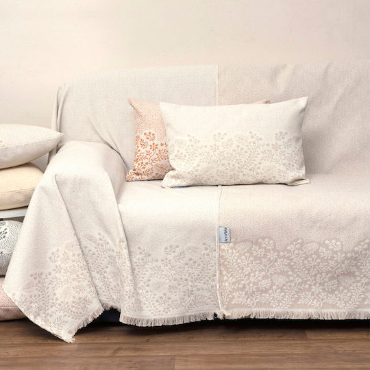 Anna Riska 1577 Zweisitzer-Sofa Überwurf Jacquard 180x240cm Sand