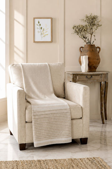Nima Roven Armchair Throw Chenille 180x180cm Beige