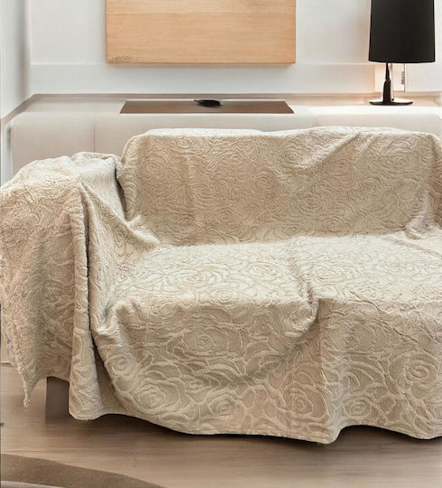 Linea Home Rossa Αντιολισθητικό Ριχτάρι Τριθέσιου Καναπέ Γούνινο 180x300εκ. Κρεμ