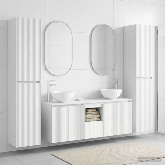 vidaXL Dulap de baie fără lavoar cu oglindă L33xA34.5xÎ160cm Alb