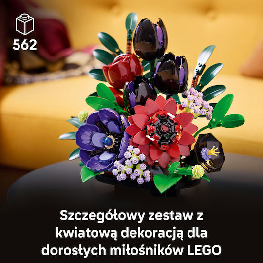 LEGO Botanical Collection Aranjament cu flori închise la culoare pentru 18+ Ani 562 buc