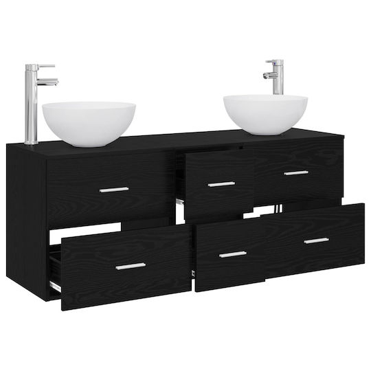 vidaXL Πάγκος χωρίς Νιπτήρα Μ49.5xΒ35xΥ63cm Μαύρη Δρυς