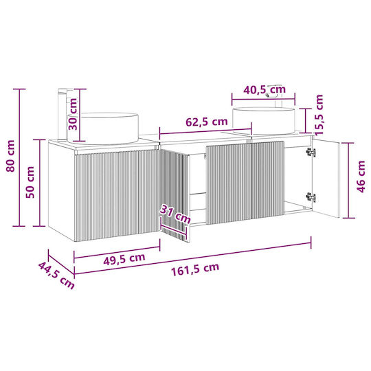 vidaXL Πάγκος χωρίς Νιπτήρα Μ49.5xΒ44.5xΥ65.5cm Λευκό