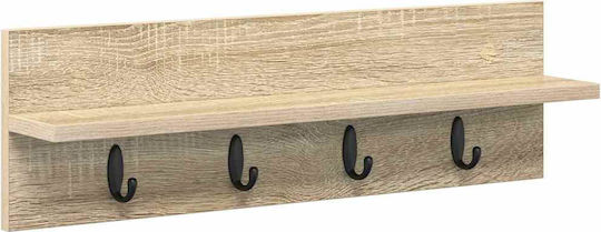 vidaXL Wooden Wall Hanger Brown 60x18x10.5cm 1pc