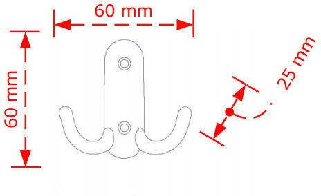 Viobrass Metal Wall Hanger With 2 Hooks Silver 5.8x5.9x5.8cm