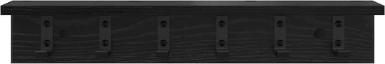 vidaXL Wooden Wall Hanger Black 60x10.5x10.5cm