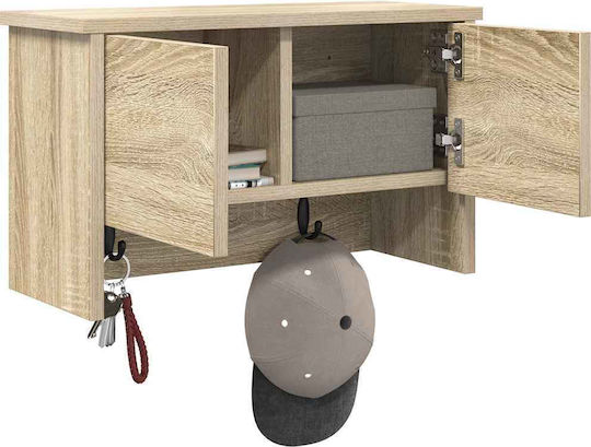 vidaXL Κρεμάστρα Τοίχου Ξύλινη 3 Θέσεων Μπεζ 50x30x20cm