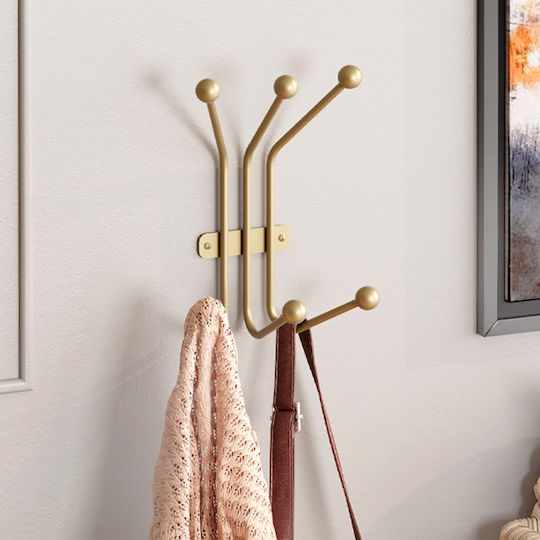 Wall Hanger 6 Positions Ant 494pyt1148 23x13x30cm Gold Wallity Metal