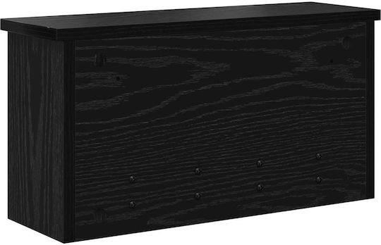 vidaXL Wooden Wall Hanger Black 50x26x16cm