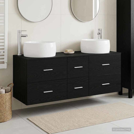 vidaXL Badezimmer Waschtisch-Einheit Ohne Waschbecken M49.5xB44.5xH66cm Schwarz