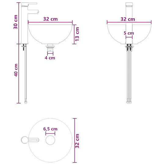 vidaXL Πάγκος χωρίς Νιπτήρα Μ33xΒ34.5xΥ100cm Λευκό
