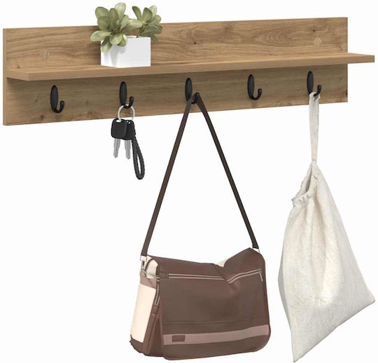 vidaXL Wooden Wall Hanger Brown 80x18x10.5cm 1pc