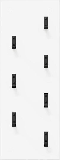 vidaXL Wooden Wall Hanger 5 Hooks White