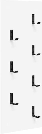 vidaXL Wooden Wall Hanger 5 Hooks White
