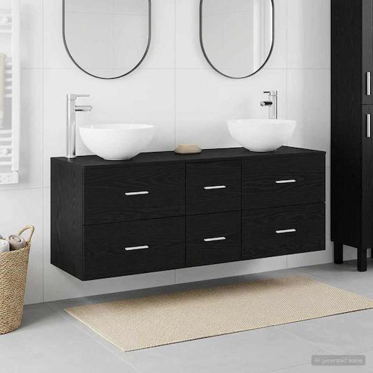 vidaXL Badezimmer Waschtisch-Einheit M49.5xB41xH64.5cm Schwarze Eiche