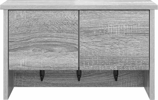 vidaXL Κρεμάστρα Τοίχου Ξύλινη 3 Θέσεων Γκρι 50x30x20cm