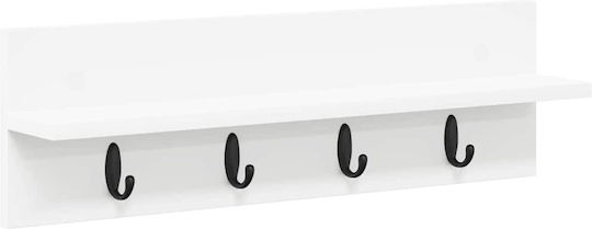 vidaXL Стенна Закачалка Дървена Бяла 60x18x10.5см