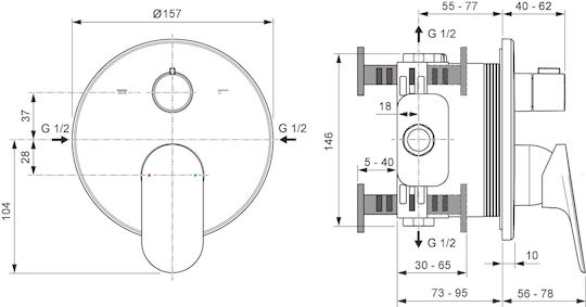 Ideal Standard Built-in Battery Mixer for Shower 2 Exits Silver