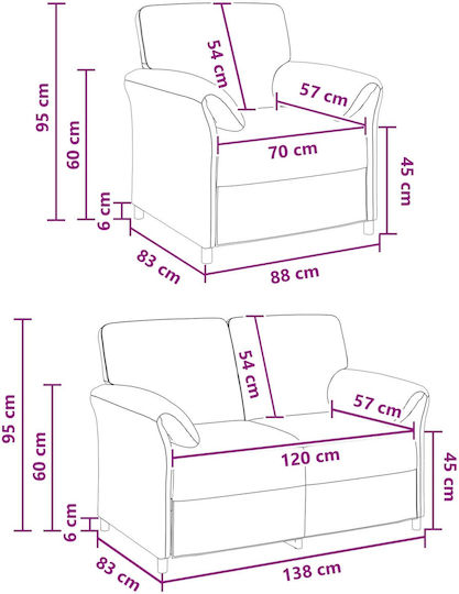 Living Room Furniture Set 2-Seater & Armchair