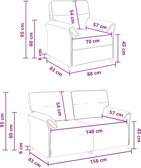 vidaXL Wohnzimmermöbel-Set 2-Sitzer & Sessel