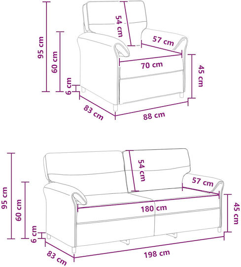 vidaXL Wohnzimmermöbel-Sets 2-Sitzer & Sessel