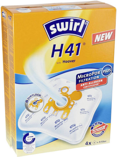 Swirl H41 Vacuum Cleaner Bags 4pcs Compatible with Vacuum Cleaner Hoover