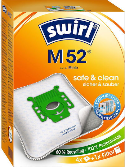 Swirl M52 Vacuum Cleaner Bags 4pcs Compatible with Vacuum Cleaner Miele