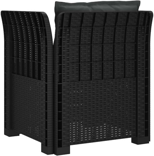 Gartenstühle Rattan Anthrazit mit Kissen