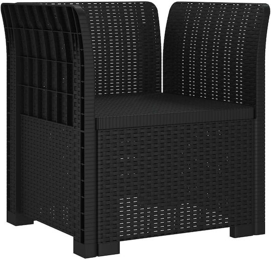 Outdoor Rattan Armchair Anthracite With Cushion 68x62cm
