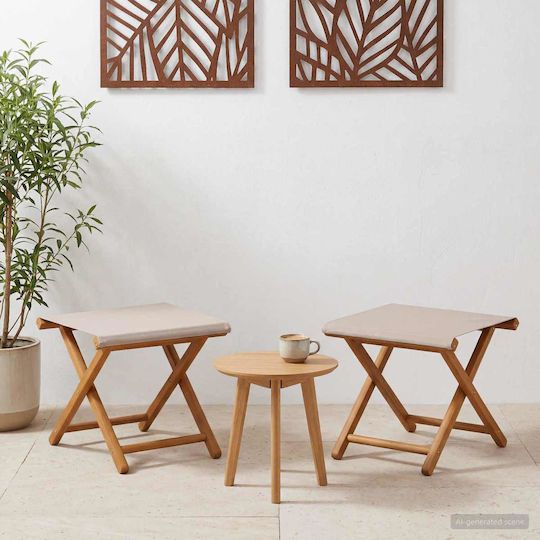 Outdoor Chair Wooden Beige with Cushion 2 Pieces 41x42x36.5cm