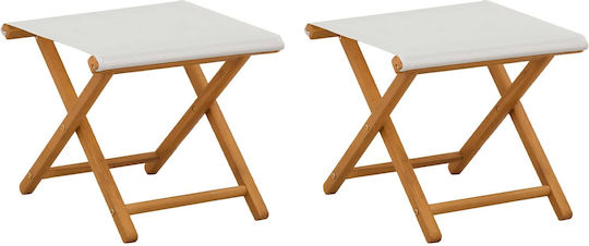 Outdoor Wooden Chair Cream With Cushion 2 Pieces 41x42x36.5cm