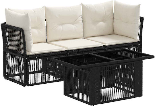 vidaXL Garten- und Outdoor-Möbelsets Wohnzimmer Typsatz 4 Stück Schwarz mit Kissen