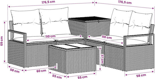 Set Camera De Zi Exterior 6 Piese Gri Și Gri Închis Cu Perne