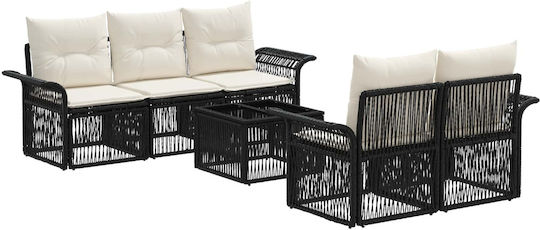 Garten- und Outdoor-Möbelsets Wohnzimmer Typsatz 6 Stück Schwarz mit Kissen