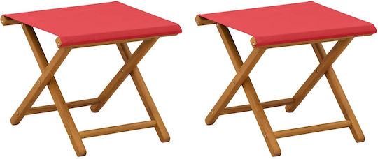 vidaXL Wooden Outdoor Chair Red with Cushion 2 Pieces 41x42x36.5 cm