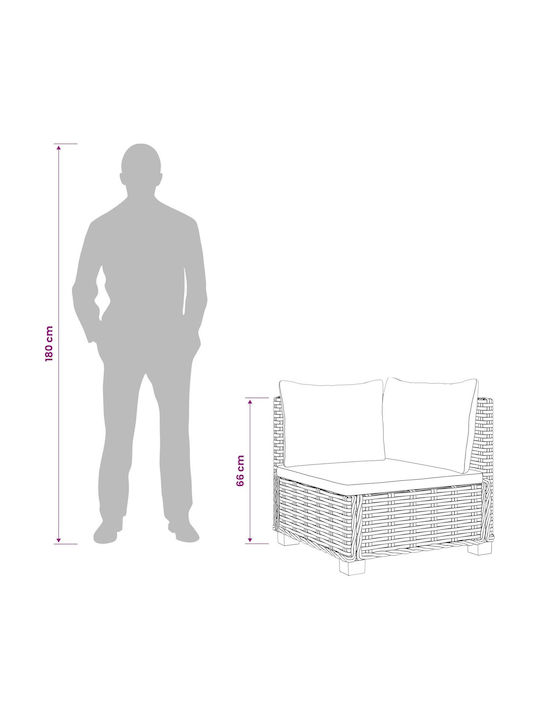 Outdoor Corner Rattan Sofa With Cushions 67x60x30cm