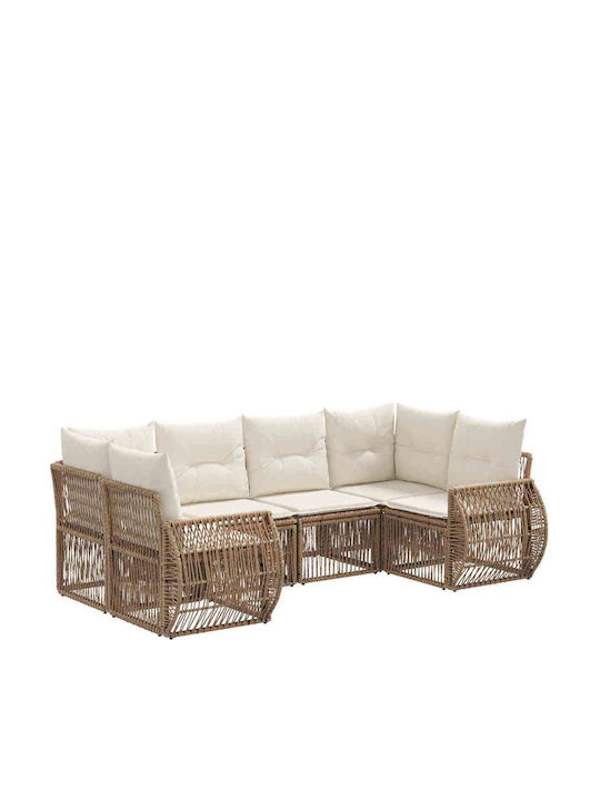 Corner Outdoor Sofa Rattan with Cushions 70x62x70cm