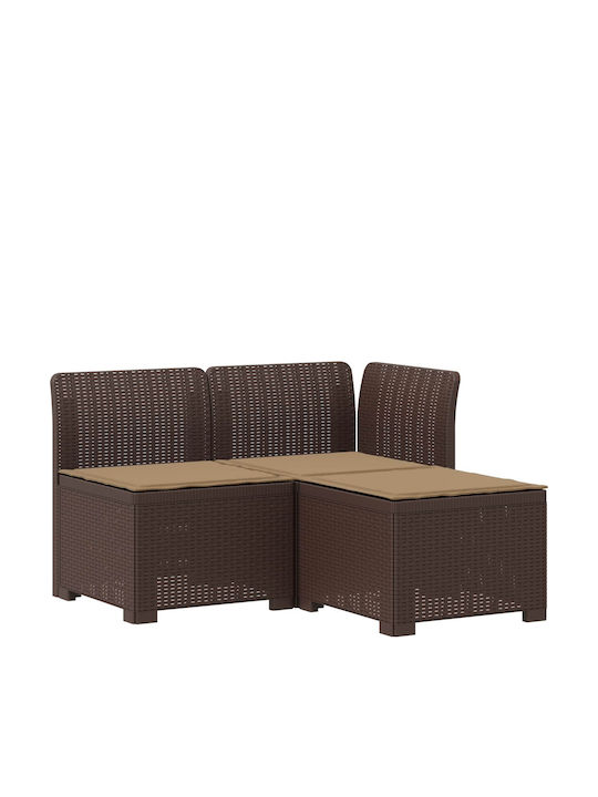 Three-Seater Outdoor Rattan Sofa with Cushions