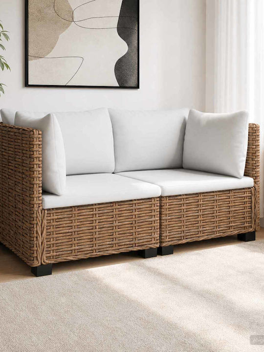 Διθέσιος Καναπές Εξωτερικού Χώρου Rattan με Μαξιλάρια
