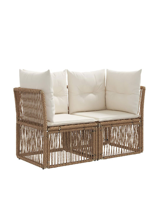 Corner Outdoor Sofa Rattan with Cushions 62x62x70cm