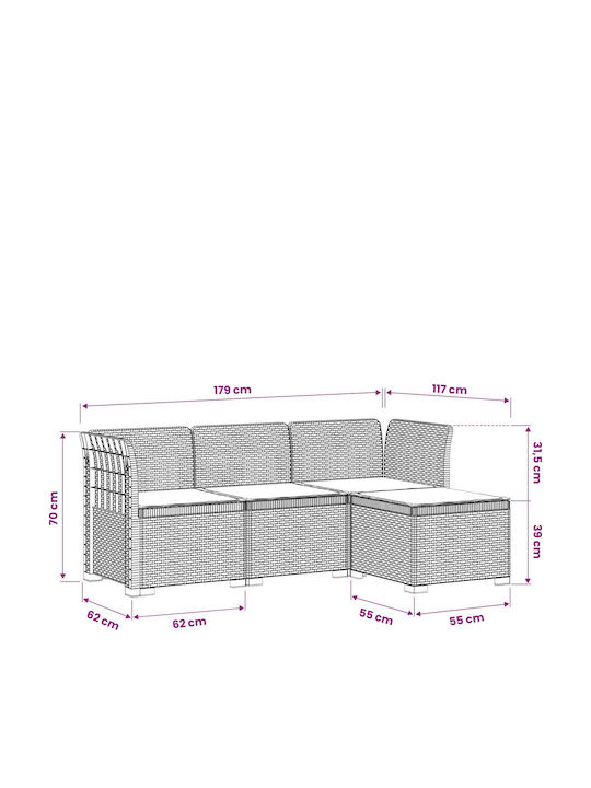 Ecksofa Outdoor Rattan mit Kissen