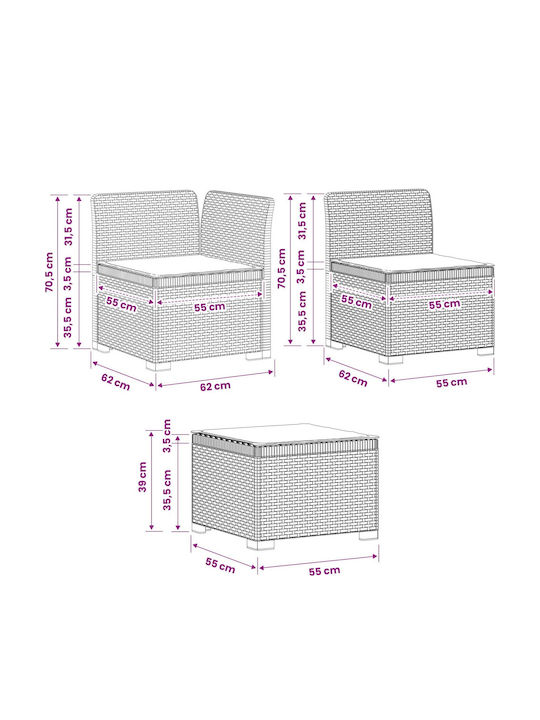 Ecksofa Outdoor Rattan mit Kissen